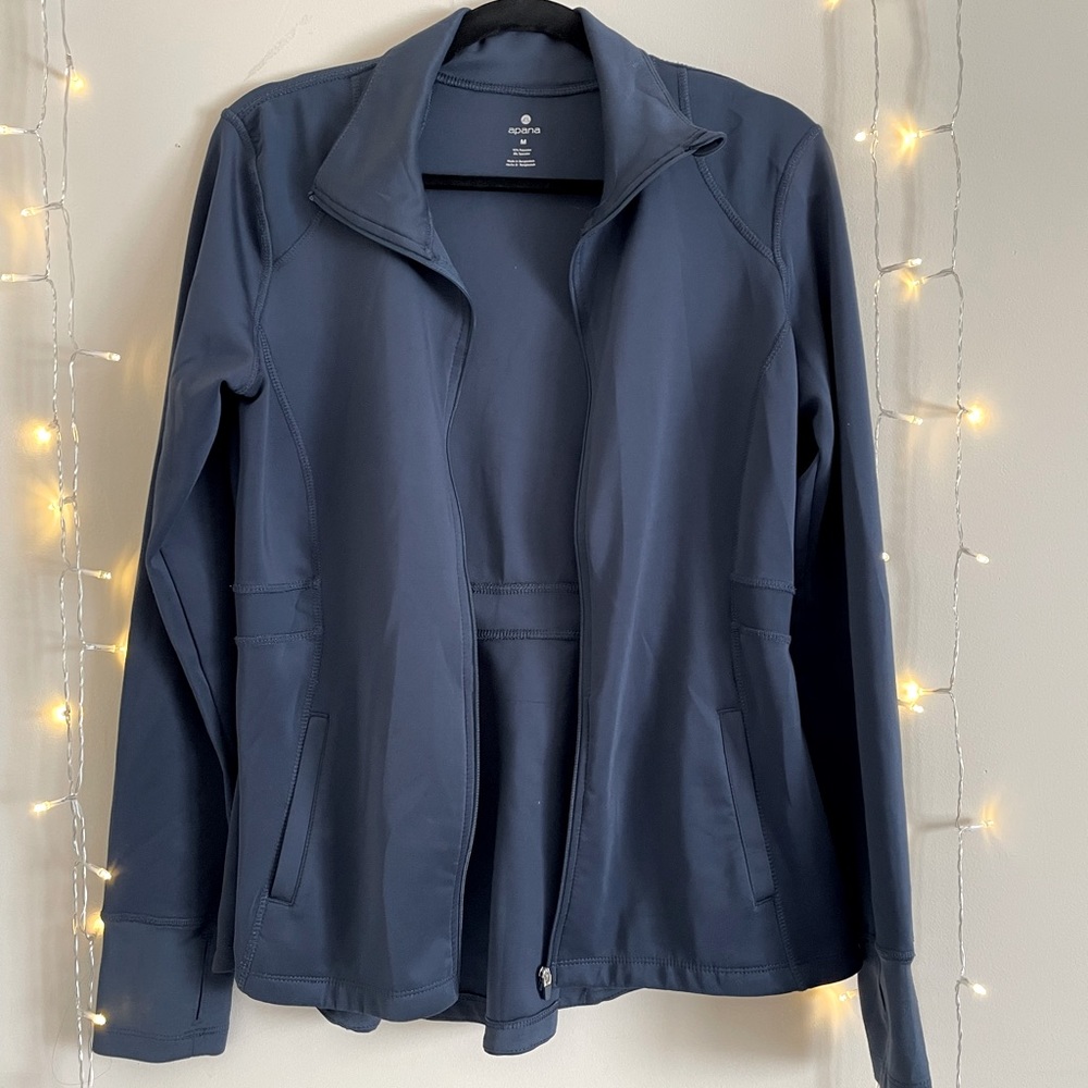 SOLD***Apana- Women's Navy Blue Long Sleeve Warmup Top